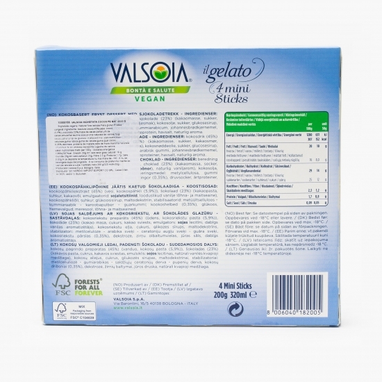 Înghețată pe băț cu aromă de cocos 4x50g