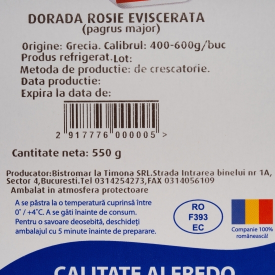 Doradă roșie eviscerată 550g