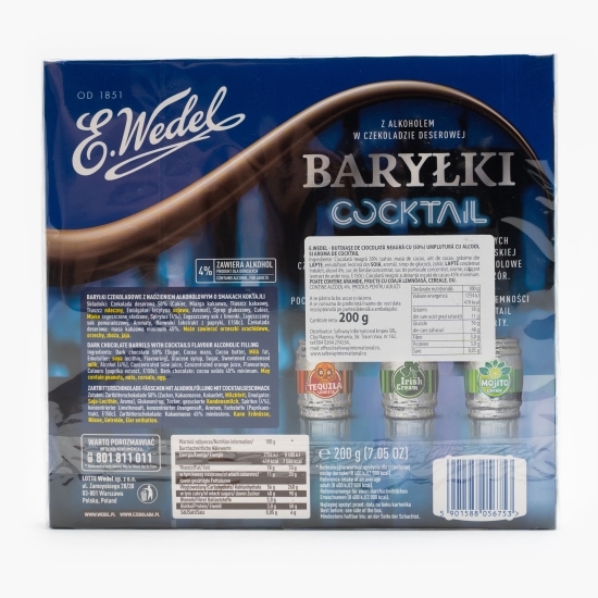 Butoiașe de ciocolată neagră cu aromă de cocktail 200g