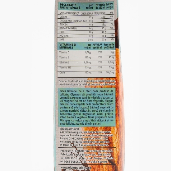 Băutură pe bază de migdale cu cacao Carpos 1l