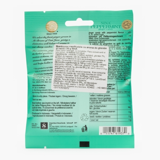 Bomboane masticabile cu ghimbir și mentă 36g