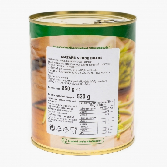  Mazăre verde boabe 850g