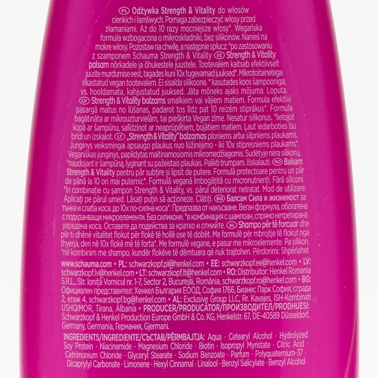 Balsam Strength & Vitality pentru păr subțire 200 ml