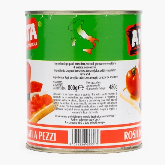 Roșii decojite, cuburi 800g