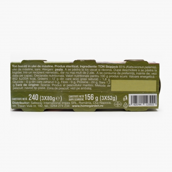 Ton bucăți în ulei de măsline 3x80g