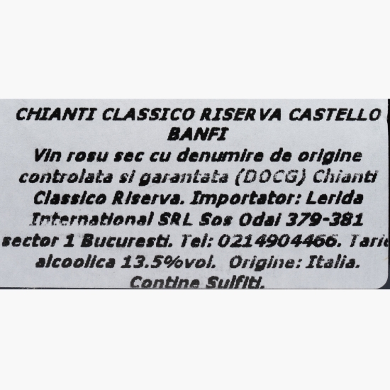 Vin roșu sec Sangiovese Chianti Classico Riserva, 13.5%, 0.75l