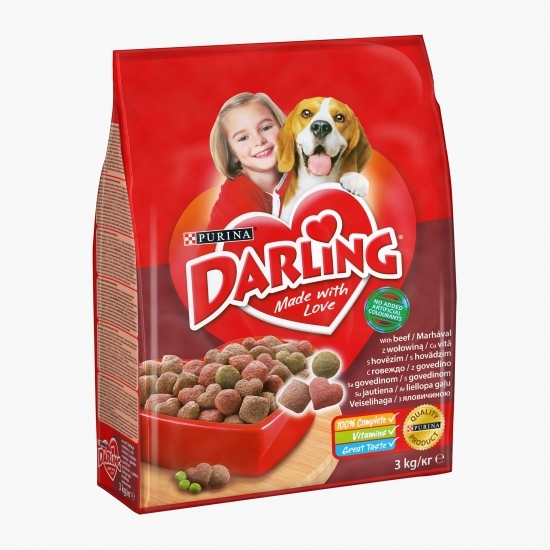 Hrană uscată pentru câini adult, 3Kg, vită și legume 