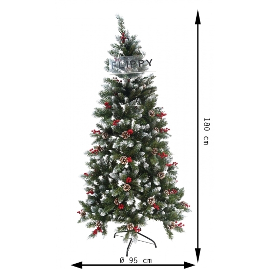 Brad artificial de Crăciun, secționat pentru perete/colț, 1.80 m înălțime, verde, decorat, diametru inferior 95 cm