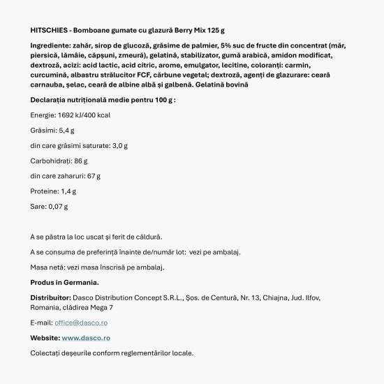 Bomboane gumate cu glazură Berry Mix, 125g