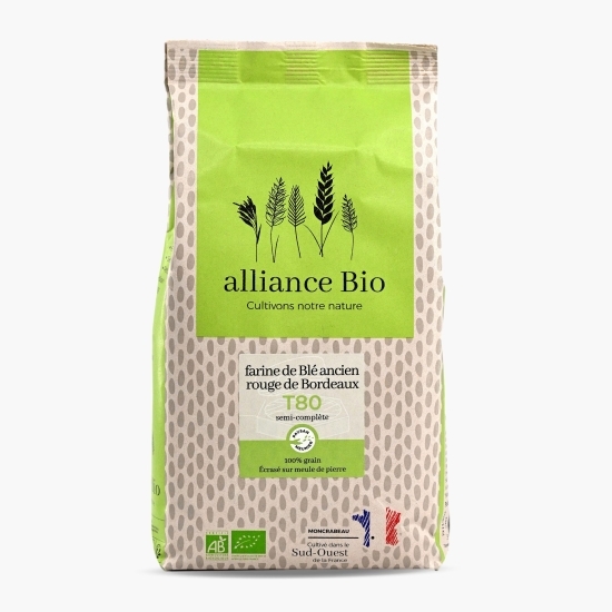 Făină eco de grâu antic T80, selecție Rouge de Bordeaux 1kg