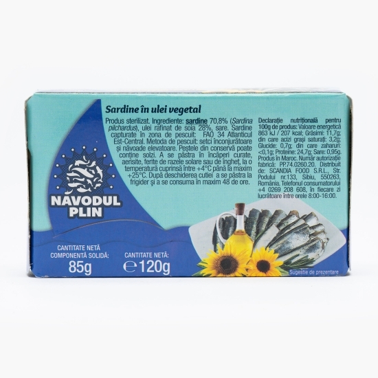 Sardine în ulei de vegetal 120g