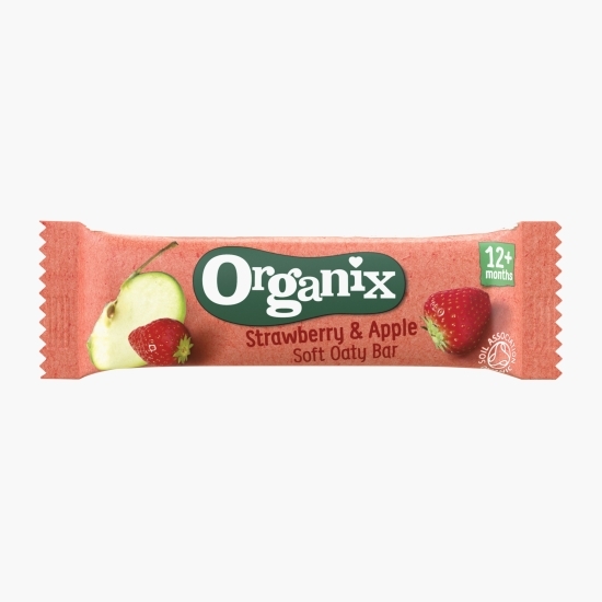Batoane ecologice din ovăz integral cu căpșuni și mere, 6x23g, 12+ luni