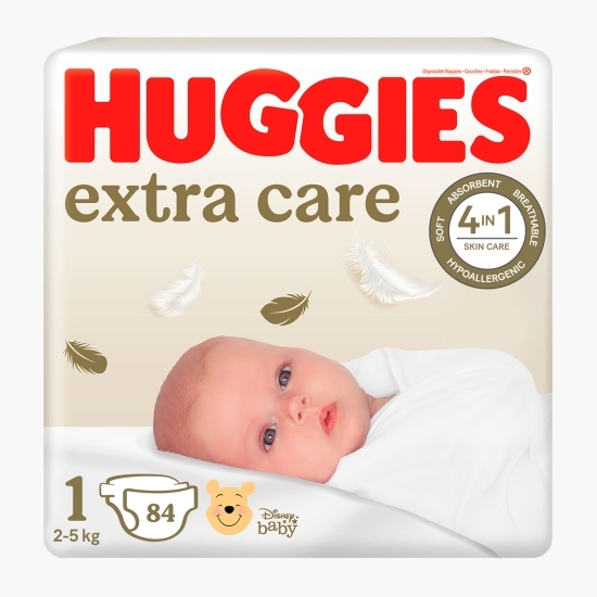 Scutece Extra Care, mărimea 1, Mega, 2-5 kg, 84 buc
