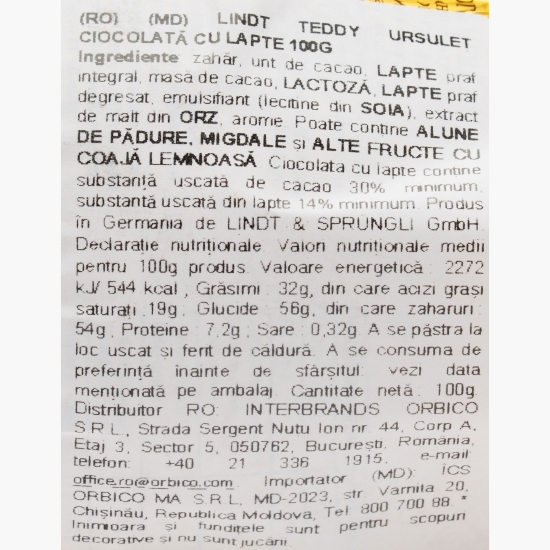 Teddy ursuleț ciocolată cu lapte 100g