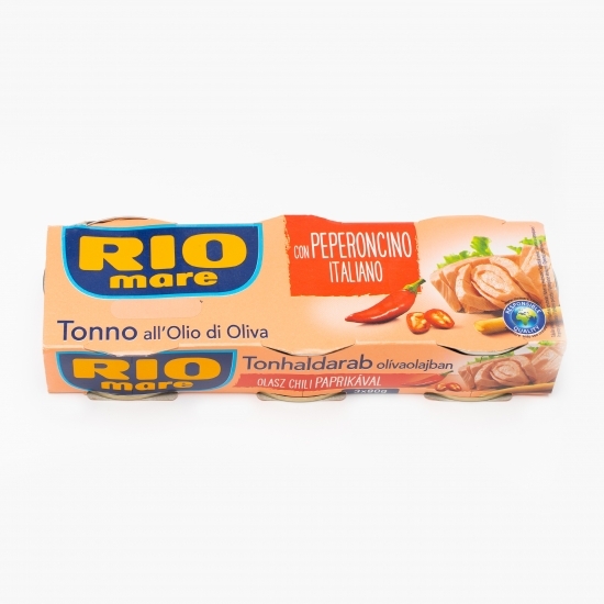 Ton în ulei de măsline cu ardei iute (chili) 3x80g