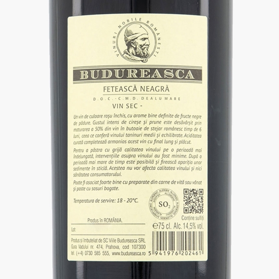 Vin roșu sec Fetească Neagră, 14.5%, 0.75l