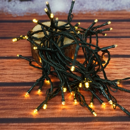 Instalație Crăciun, 7m, 50 de LED-uri, telecomandă 7 funcții, cu energie solară, fir de cupru, liniar