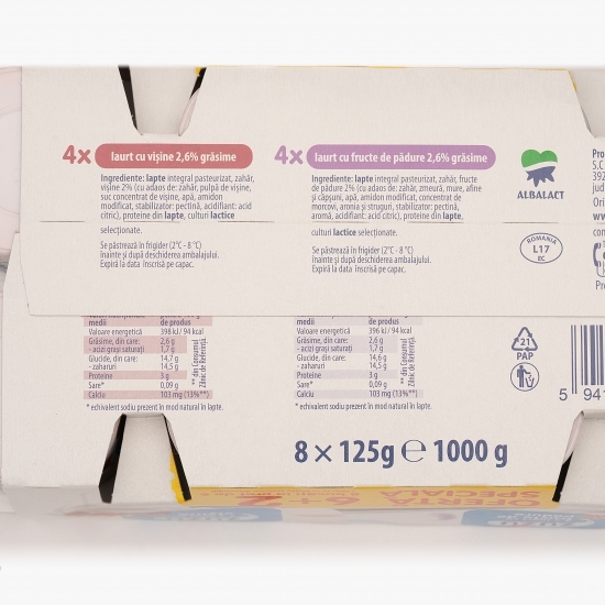 Pachet iaurt cu vișine și fructe de pădure 8x125g