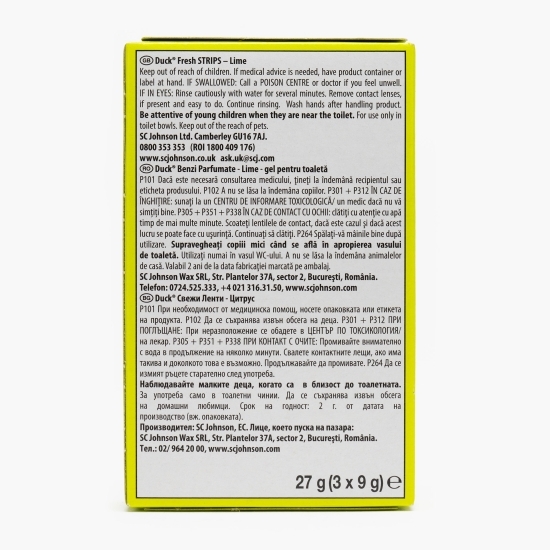  Benzi parfumate pentru vasul toaletei Fresh Strips lime 27g 
