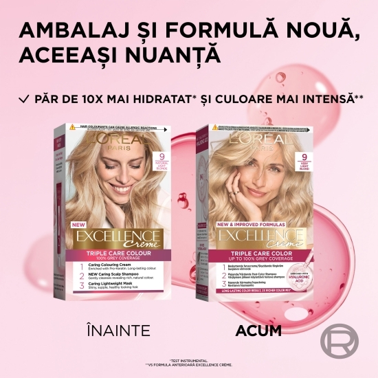 Vopsea de păr permanentă, 9 Blond foarte deschis 192ml
