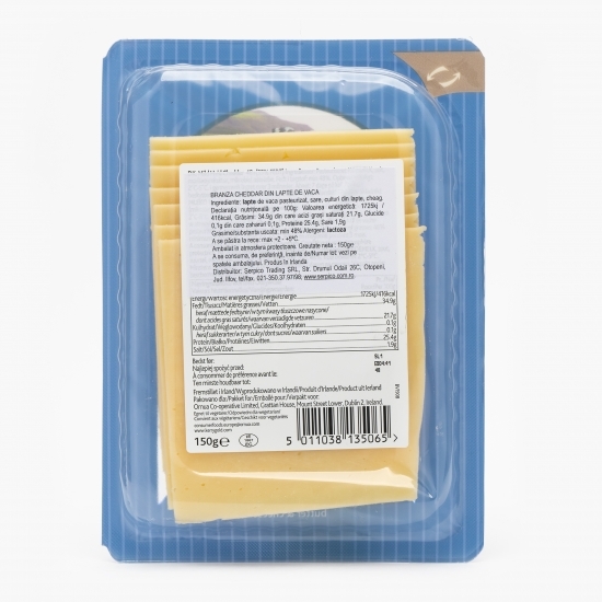 Brânză Cheddar alb felii 150g