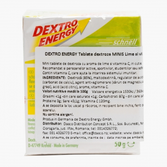 Tablete dextroză Minis lime 50g