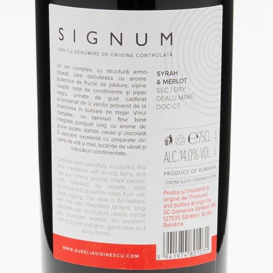 Vin roșu sec Syrah&Merlot, 14%, 0.75l