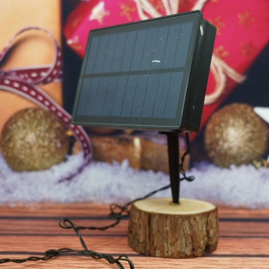 Instalație Crăciun, 7m, 50 de LED-uri, telecomandă 7 funcții, cu energie solară, fir de cupru, liniar