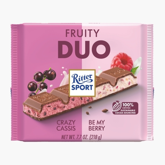 Ciocolată cu umplutură de coacăze și zmeură Duo Fruity 218g