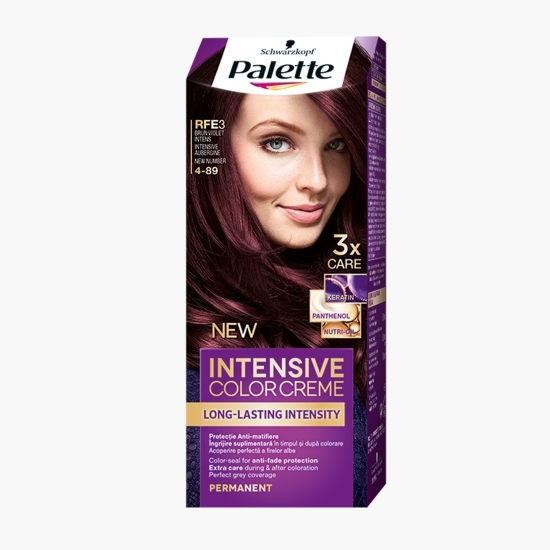 Vopsea de păr permanentă Intensive Color Cream, RFE3 (4-89) brun violet intens, 110ml