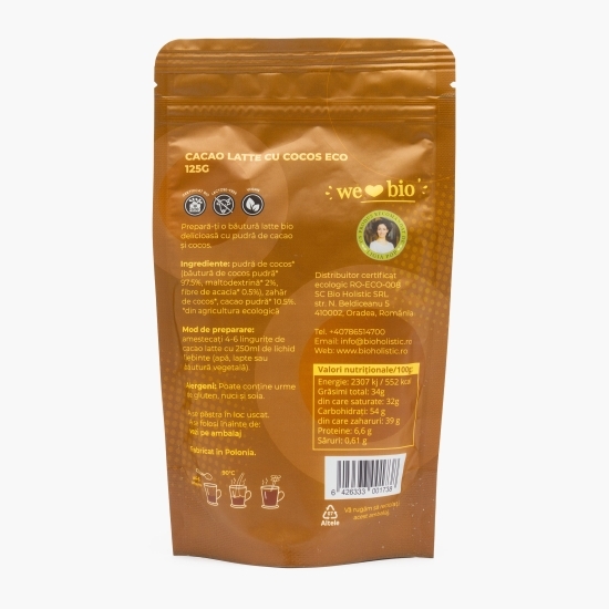 Cacao latte cu cocos, eco, 125g
