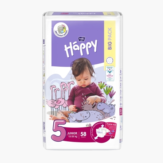 Scutece copii Junior mărimea 5, 12-25kg, 58 buc