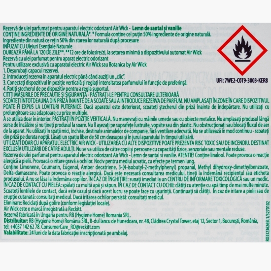 Rezervă odorizant electric de cameră Lemn de Santal & Vanilie, 19ml