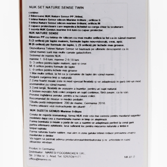 Set de biberoane + suzetă, roz, 0-6 luni, 260ml