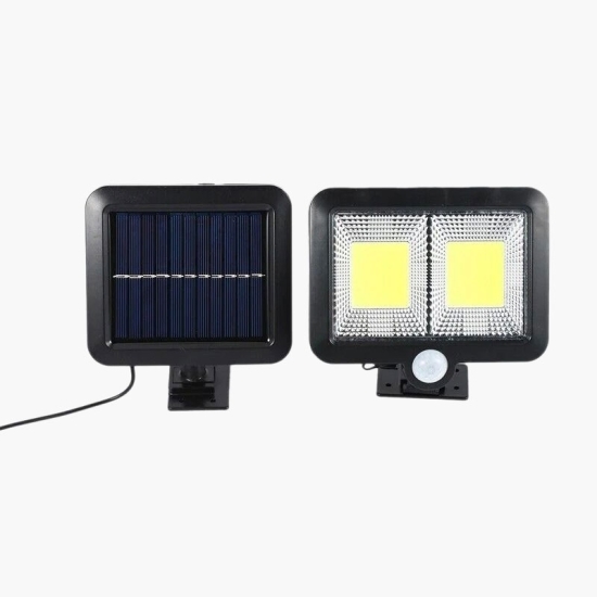 Lampă solară cu senzor de mișcare, 108 COB LED, 2 grile, 2400lm, ip65, negru