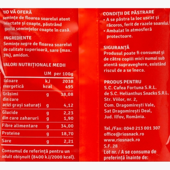 Semințe floarea-soarelui negre cu sare 100g
