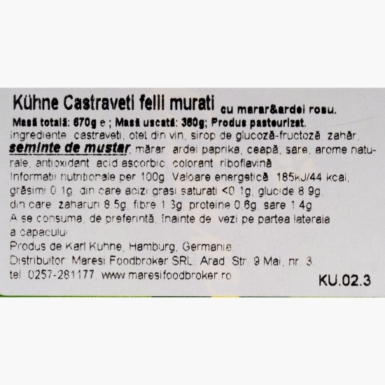 Castraveți murați, felii 720ml