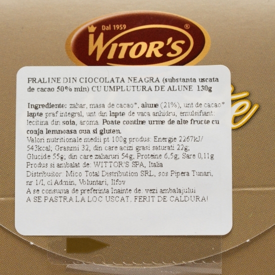 Praline ciocolată neagră cu umplutură alune Deluxe Noisette 130g