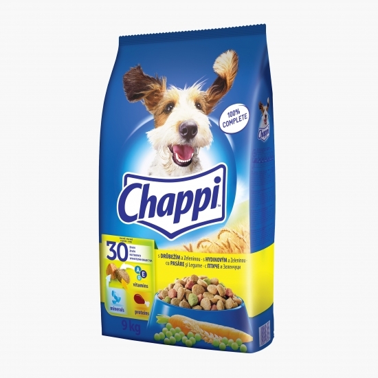 Hrană uscată pentru câini, 9kg, cu pasăre și legume