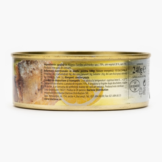 Sardine în ulei vegetal 240g