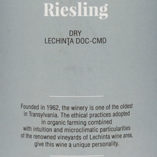 Vin alb sec eco Riesling, 12.5%, 0.75l