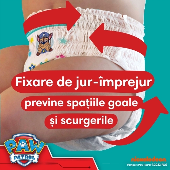 Scutece chiloțel Pants Patrula Cățelușilor, mărimea 5, 12-17 kg, 66 buc