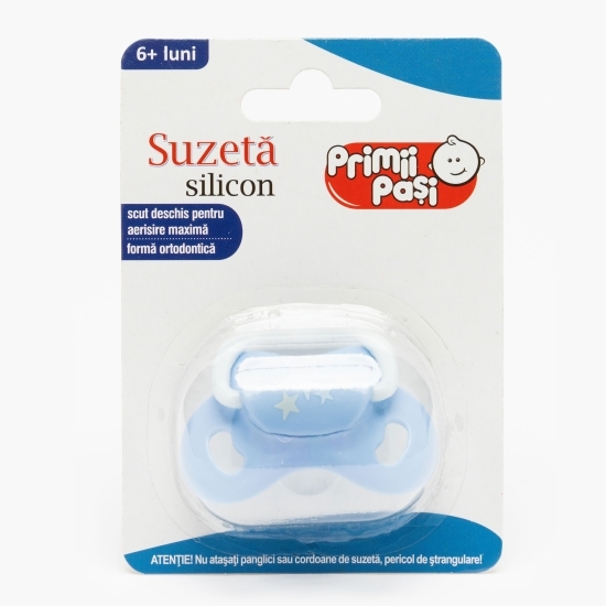 Suzetă silicon ortodontică albastru, 6+ luni