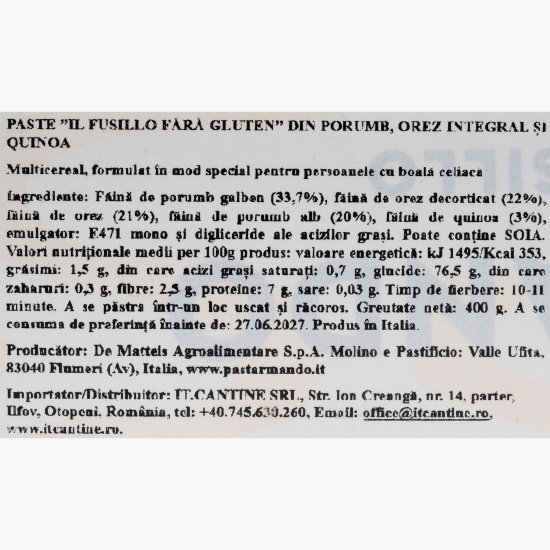 Paste Il fusillo fără gluten 400g