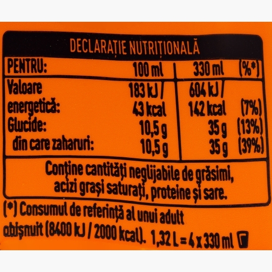 Băutură carbogazoasă de portocale sticlă 4x0.33l