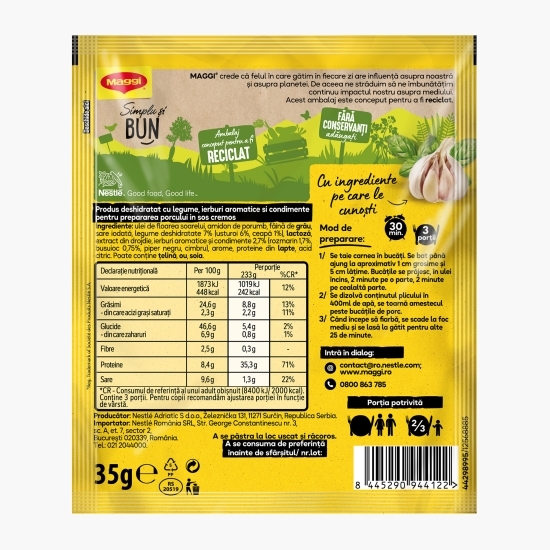 Bază pentru porc în sos cremos cu ierburi aromatice Ideea Zilei 35g