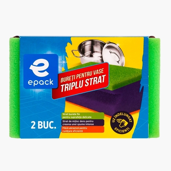 Bureți pentru vase triplu strat 2 buc