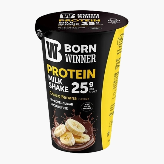 Shake proteic fără zahăr adăugat, fără lactoză, proteină 25g, aromă de banane și ciocolată, 250ml