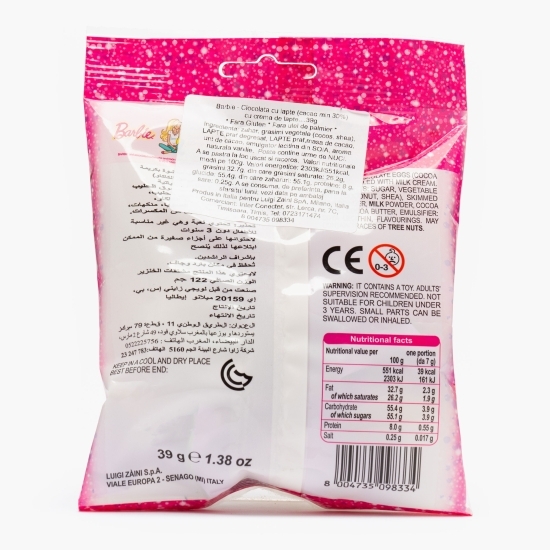 Praline de ciocolată cu lapte cu umplutură de cremă de lapte Mini Creamy Barbie, cu surpriză 39g