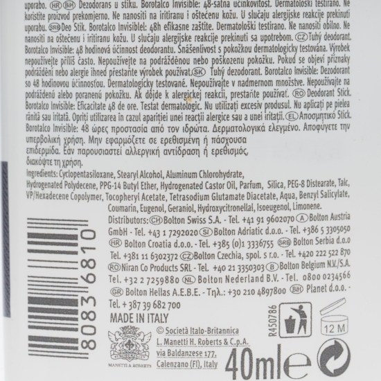 Deodorant stick Invisible 40ml